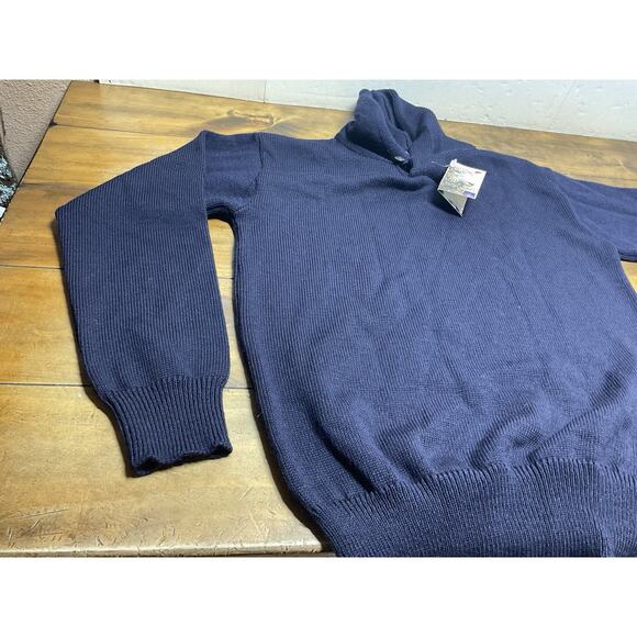 The Mariner Navy Blue Wool Shawl Collar Sweater Guideboat Co Made in England XL - Picture 9 of 15